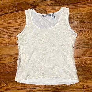 White Flower Lace Shell Top Petite Small